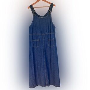 Denim overall dress with pockets and adjustable straps